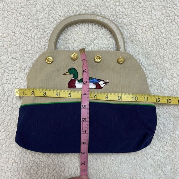 Vintage Embroidered Duck Button Wood Handle Bag - Picture 5 of 10